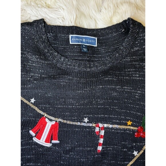 Karen scott christmas sweater holiday sequence size Extra large womens - Picture 5 of 9